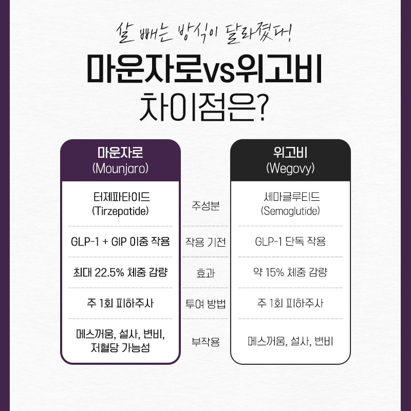 제주 마운자로와 위고비 비교표