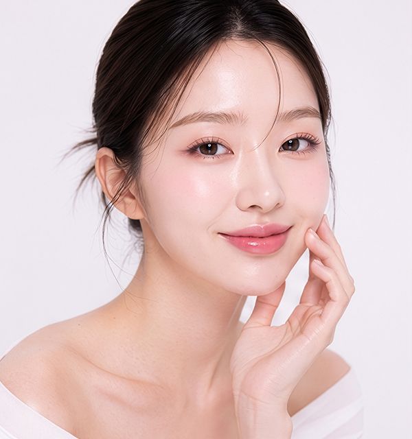 루카스 시술 후 맑아진 피부 톤을 보여주는 여성 모델