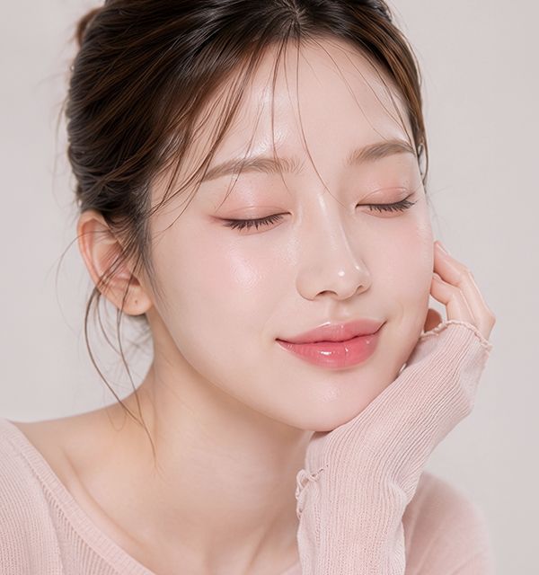 피코토닝 시술 후 화사하고 균일한 피부 톤을 보여주는 여성 모델