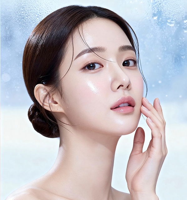 쥬베룩볼륨 시술 후 볼륨감 있고 탄력 있는 볼 라인을 보여주는 여성 모델